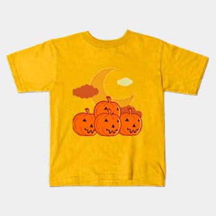 Rising Moon Pumpkin Kids T-Shirt